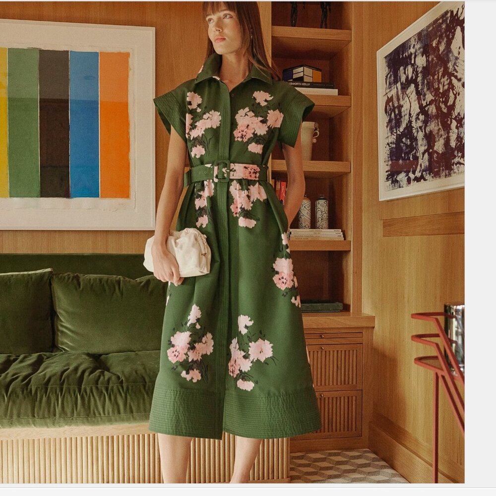 Tuckernuck | NEW Olive and Pressed Powder Floral Chloe Maxi Dress Size M - Picture 2 of 11